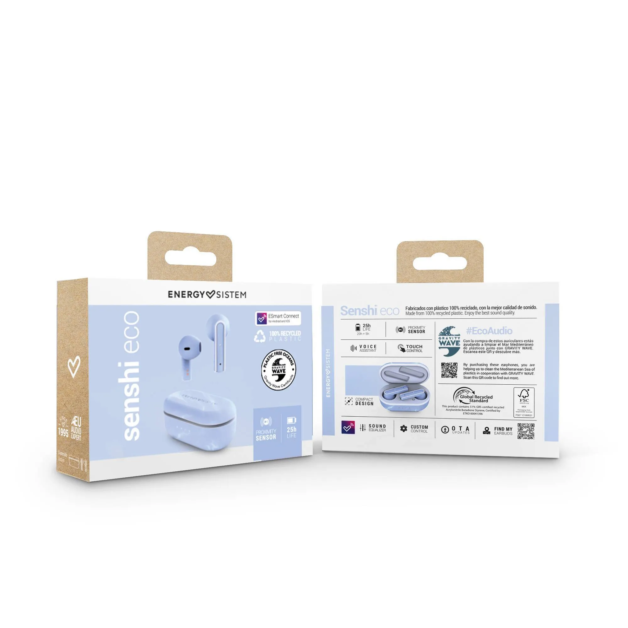 Packaging de los audífonos True Wireless Senshi ECO