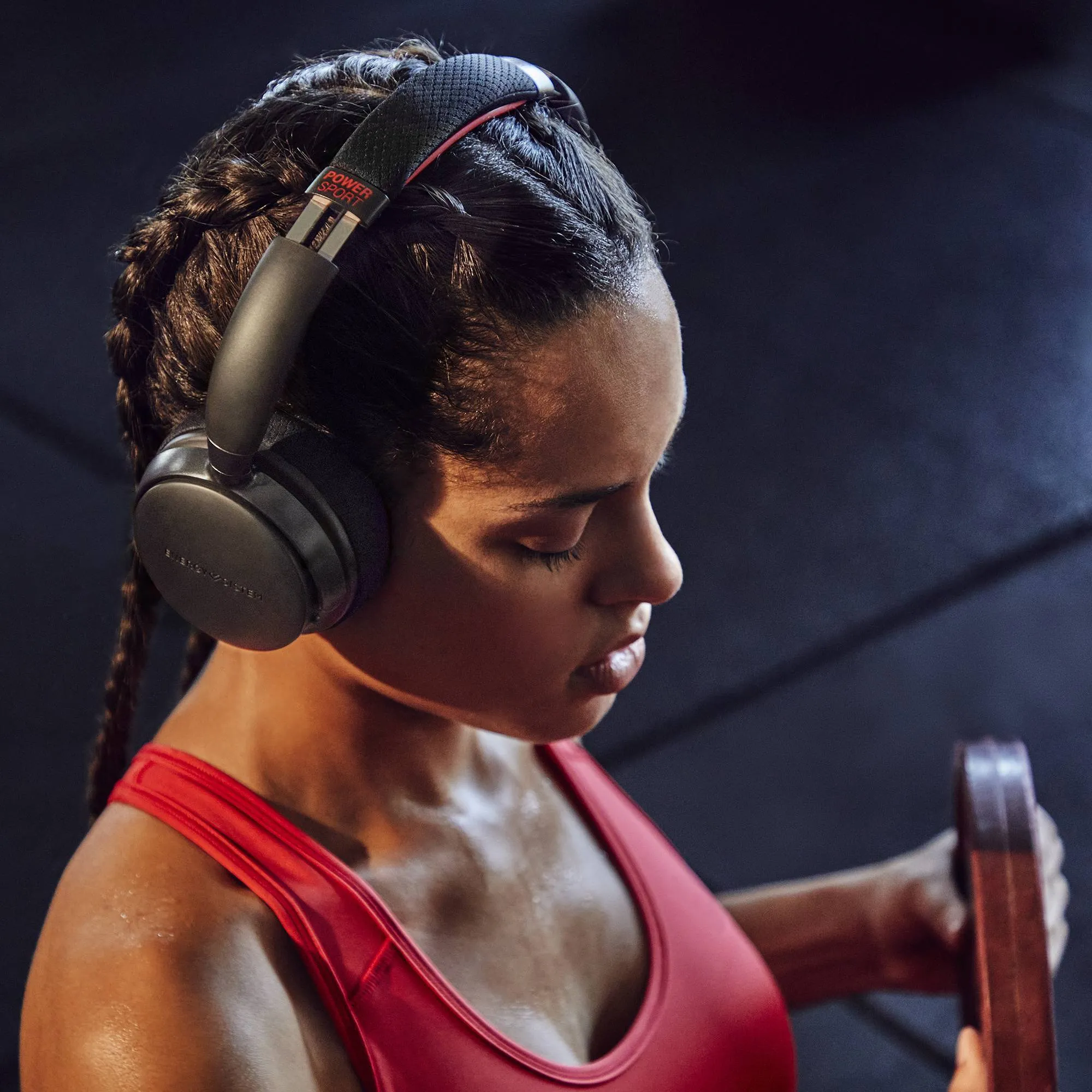 Auriculares Bluetooth Power Sport fabricados con plástico reciclado GRS y con diadema de tela transpirable