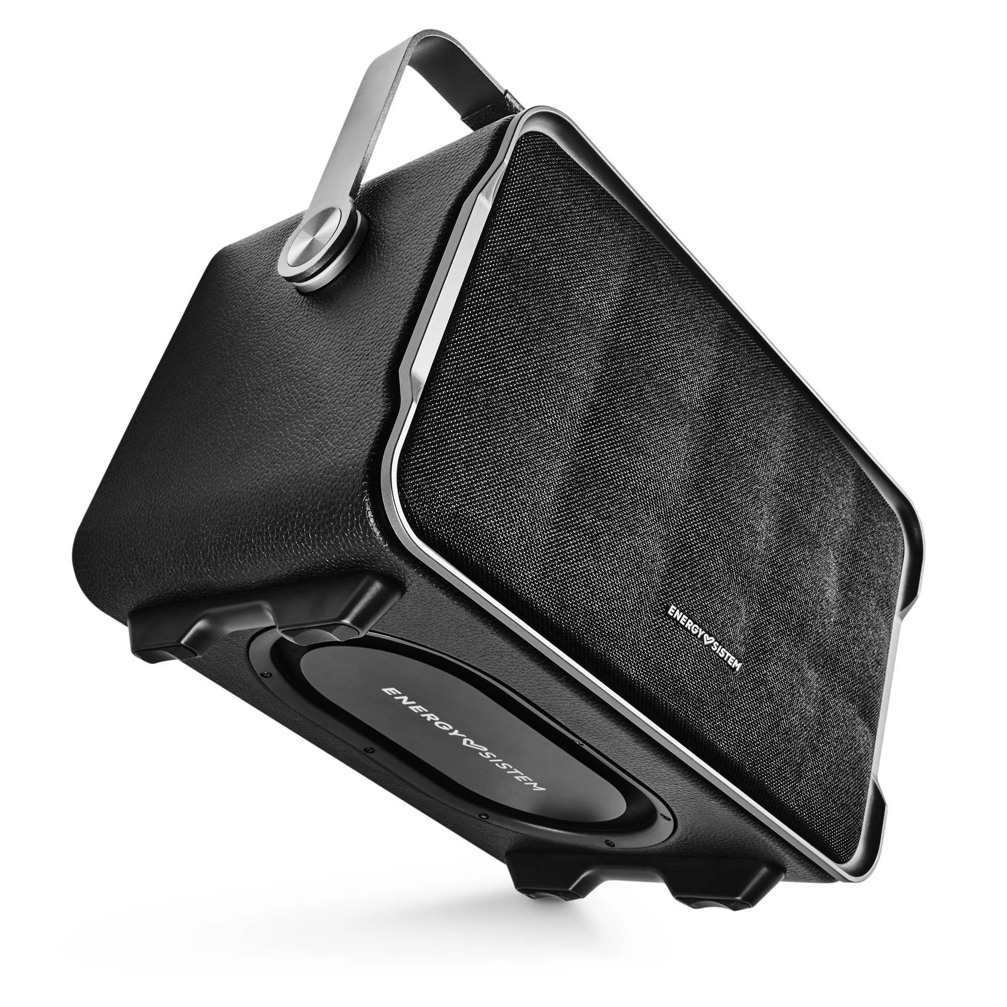 L'enceinte portable Classy est dotée d'une poignée pliable pour un transport facile et confortable