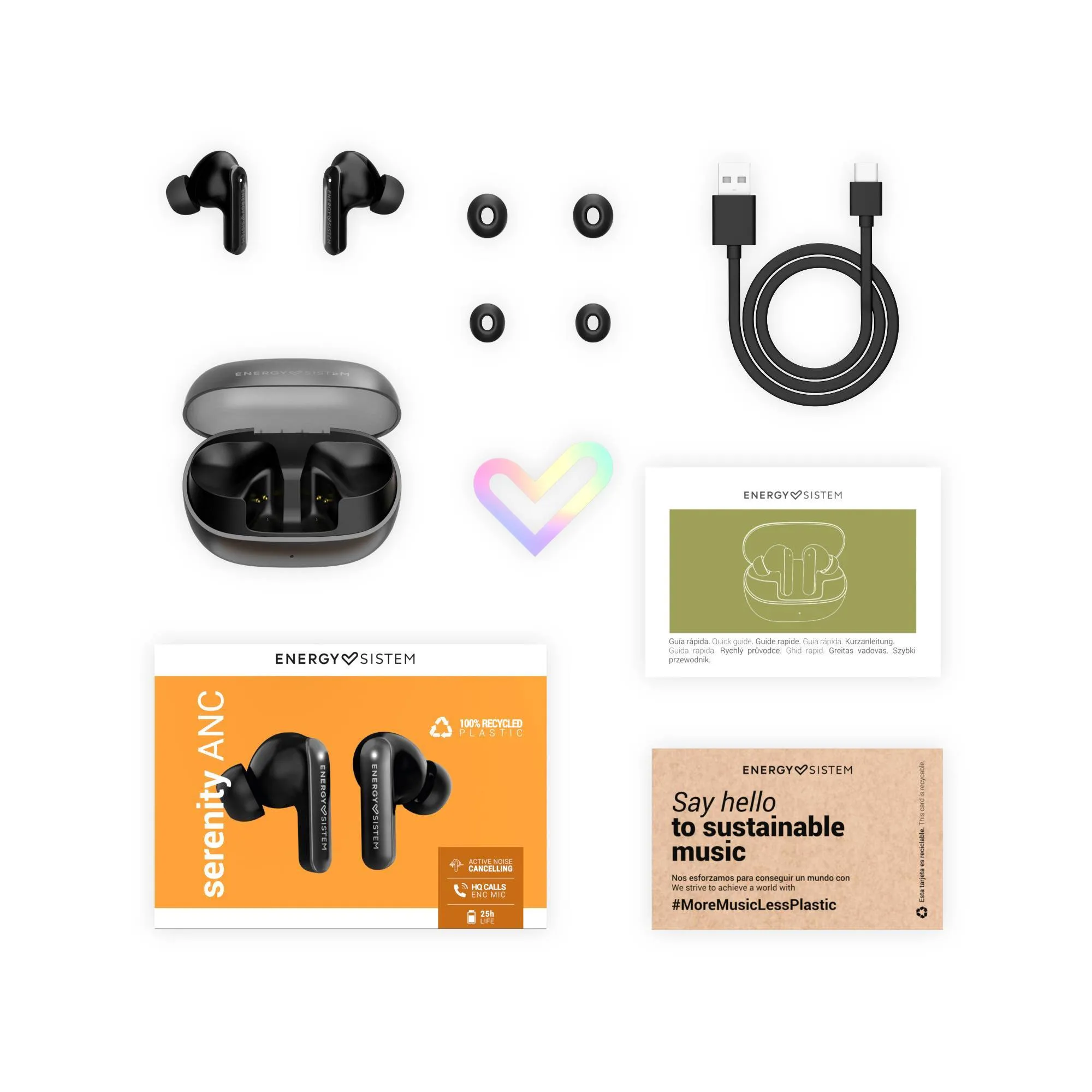 El packaging de los auriculares True Wireless Serenity ANC cuenta con certificación FSC