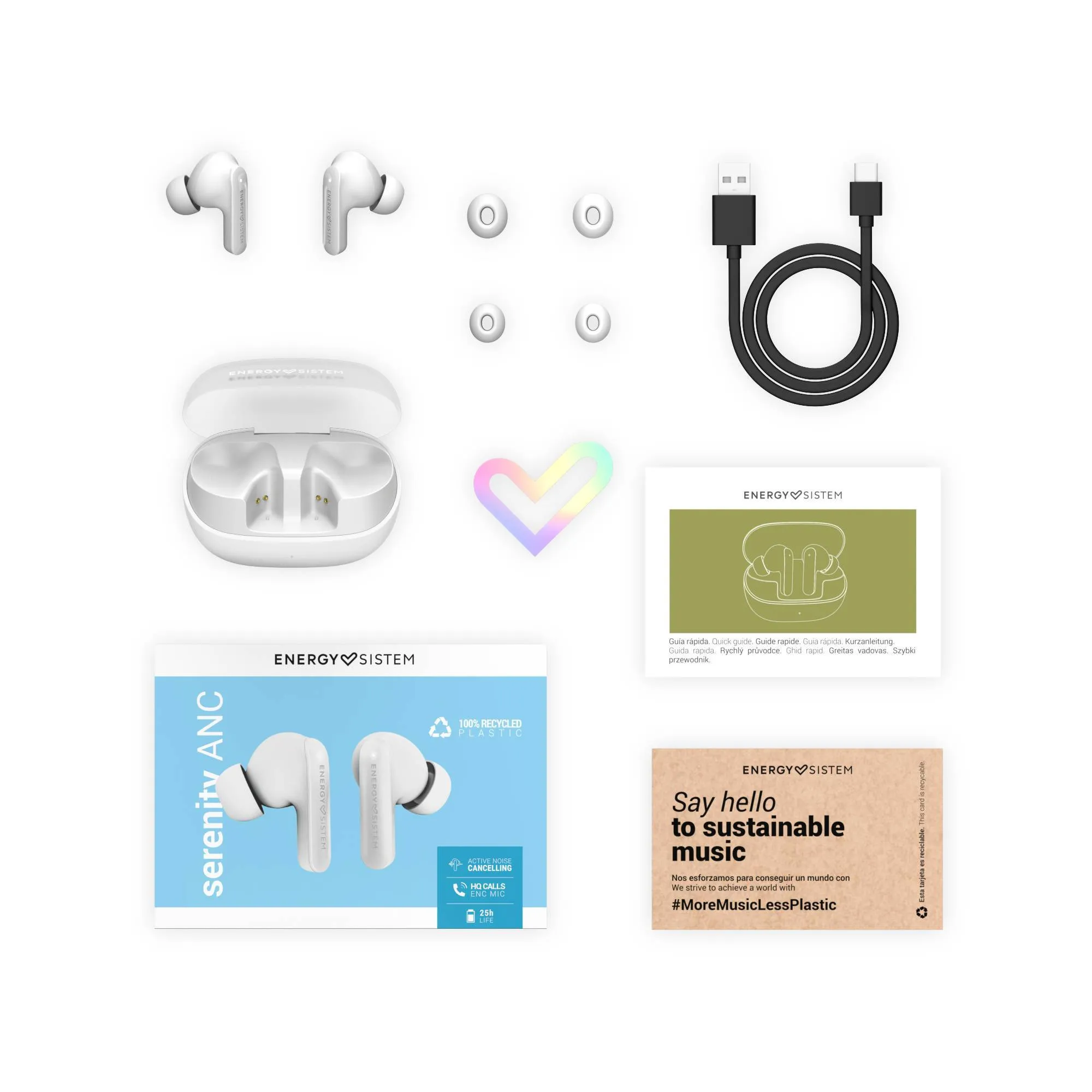 El packaging de los auriculares True Wireless Serenity ANC cuenta con certificación FSC